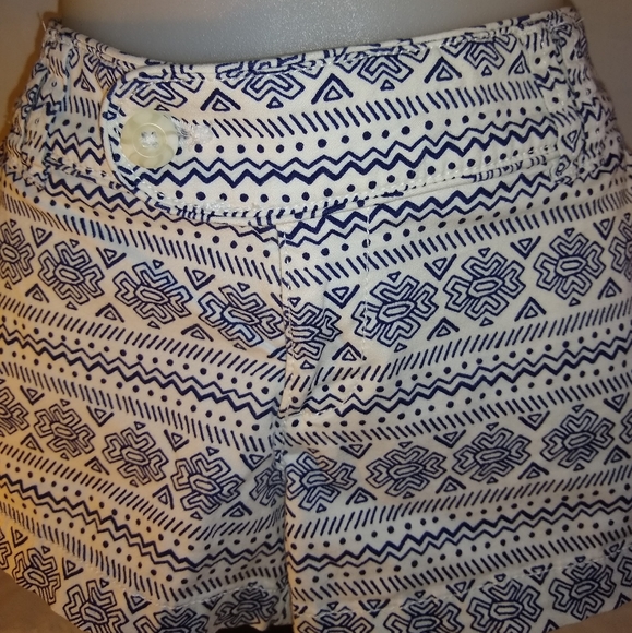 Red Camel Dark Blue & White Geometric Pattern Size 9 Junior Shorts - Picture 2 of 8